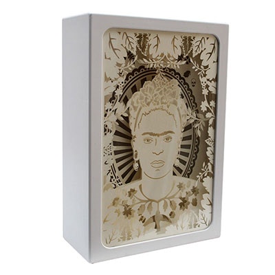 White Frida Kahlo Shadow Box Lamp by House of disaster