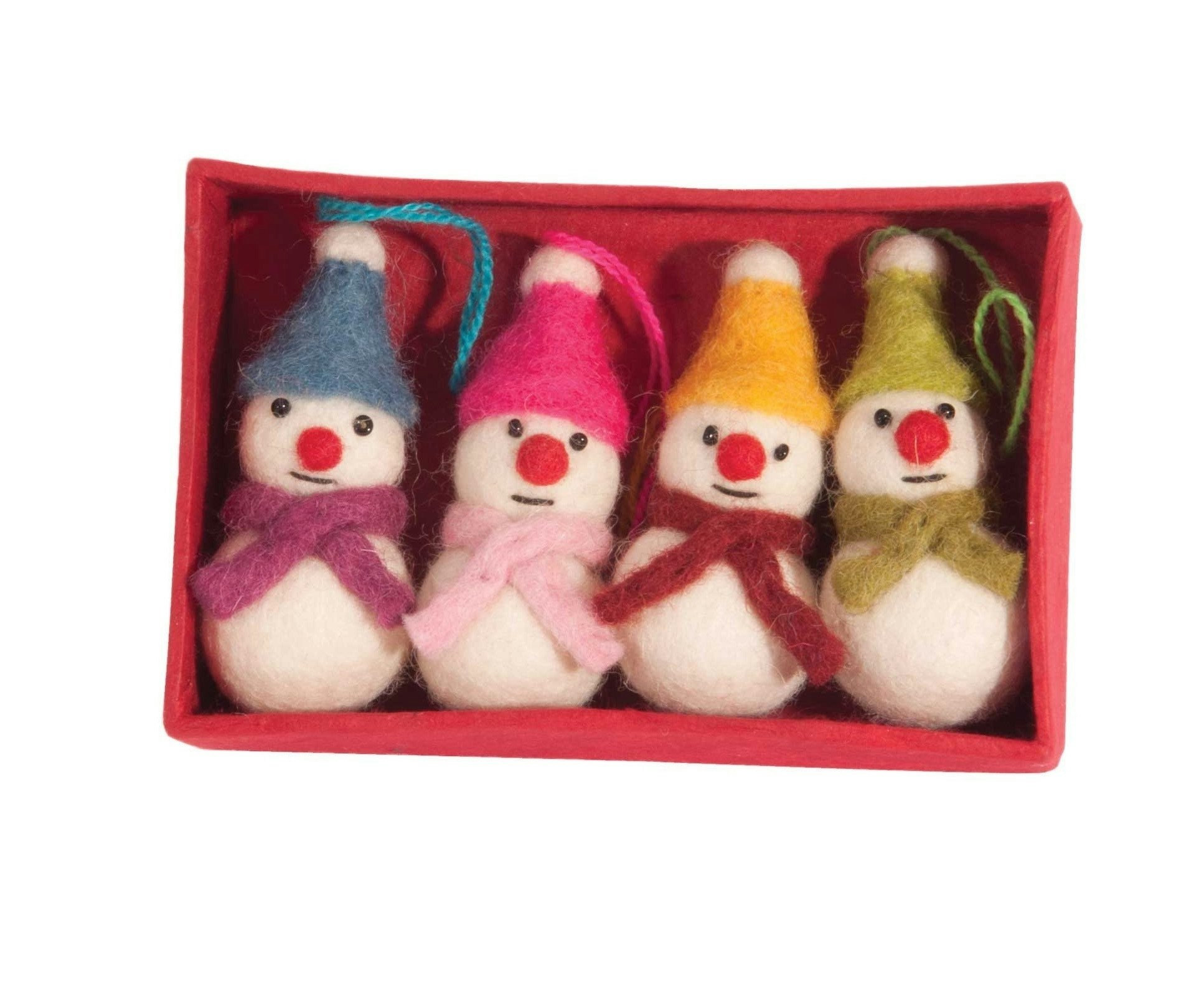 Set of 4 Felt Snowmen Decorations by Ian Snow