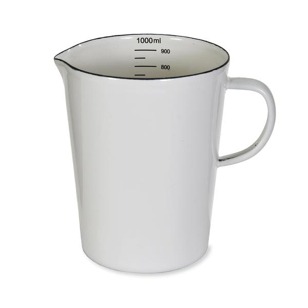 Enamel Measuring Jug In Warm White by Garden Trading