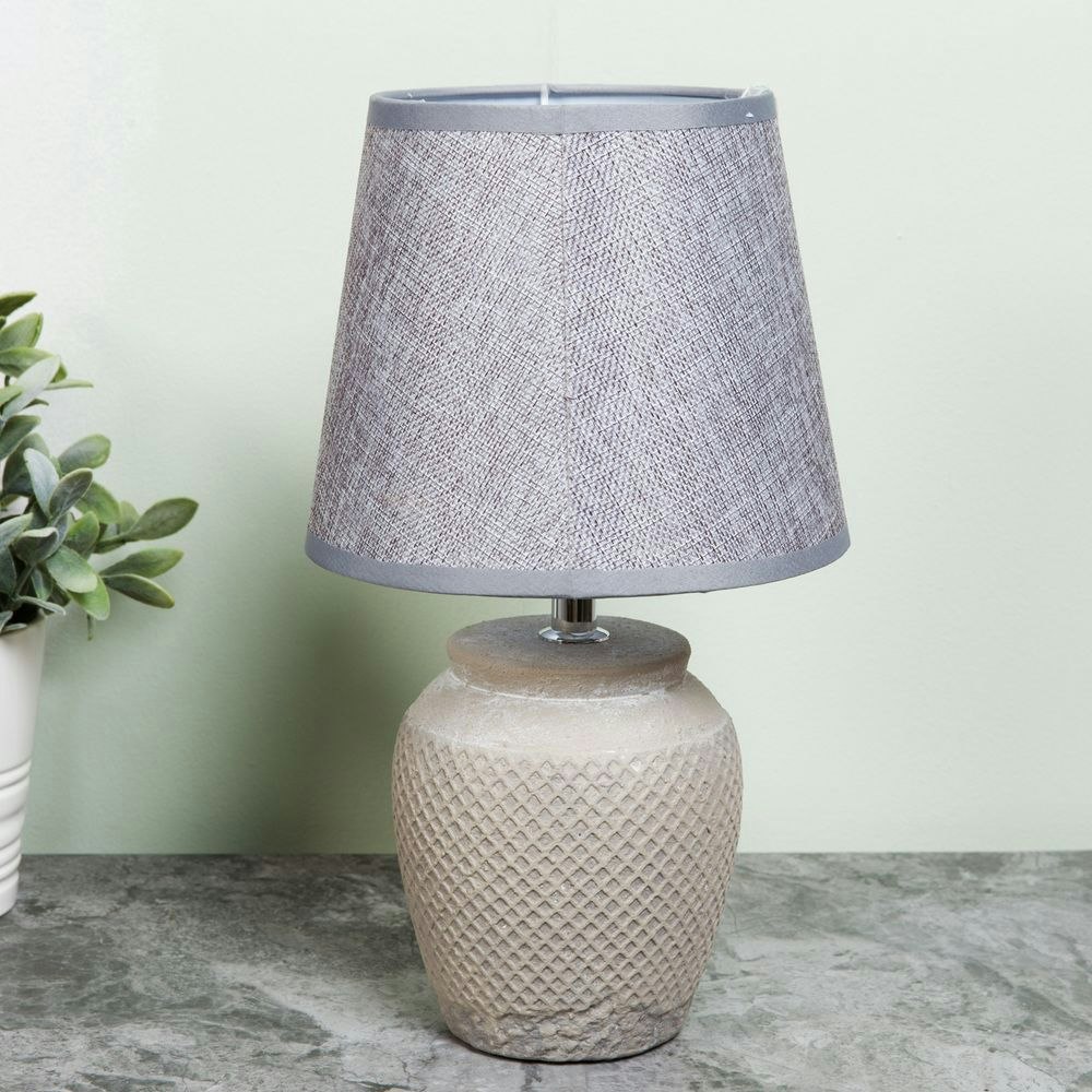 Moroccan Style Ceramic Lamp With Grey Shade by