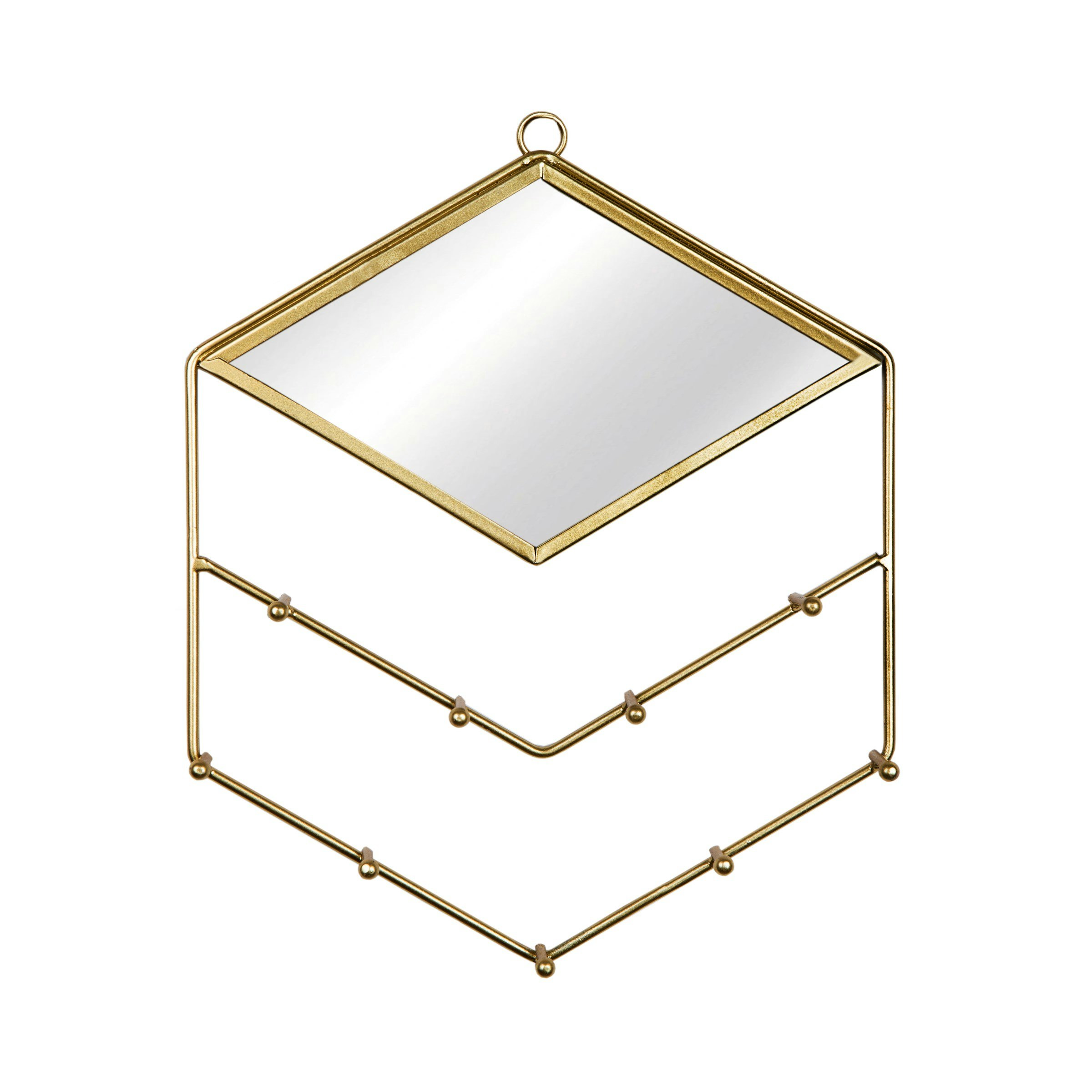 Wall Hung Gold Diamond Jewellery Holder With Mirror by Sass & Belle