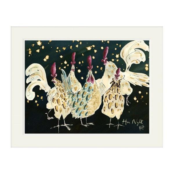 Hen Night Mounted Print By Anna Wright by Anna Wright Art