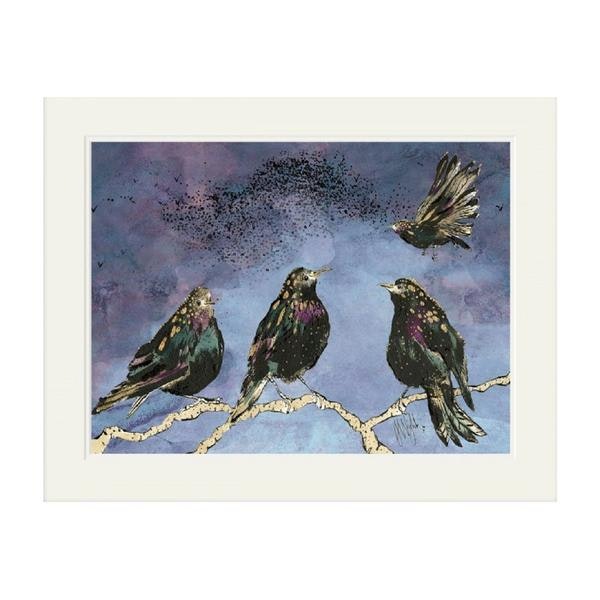 Starlings Mounted Print By Anna Wright by Anna Wright Art