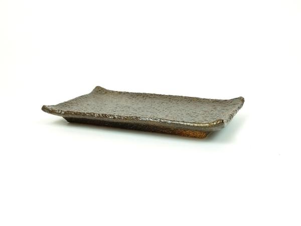 Dark Brown Tile Flat Plate By Hiroshi Otsu by Kasama Freestyle
