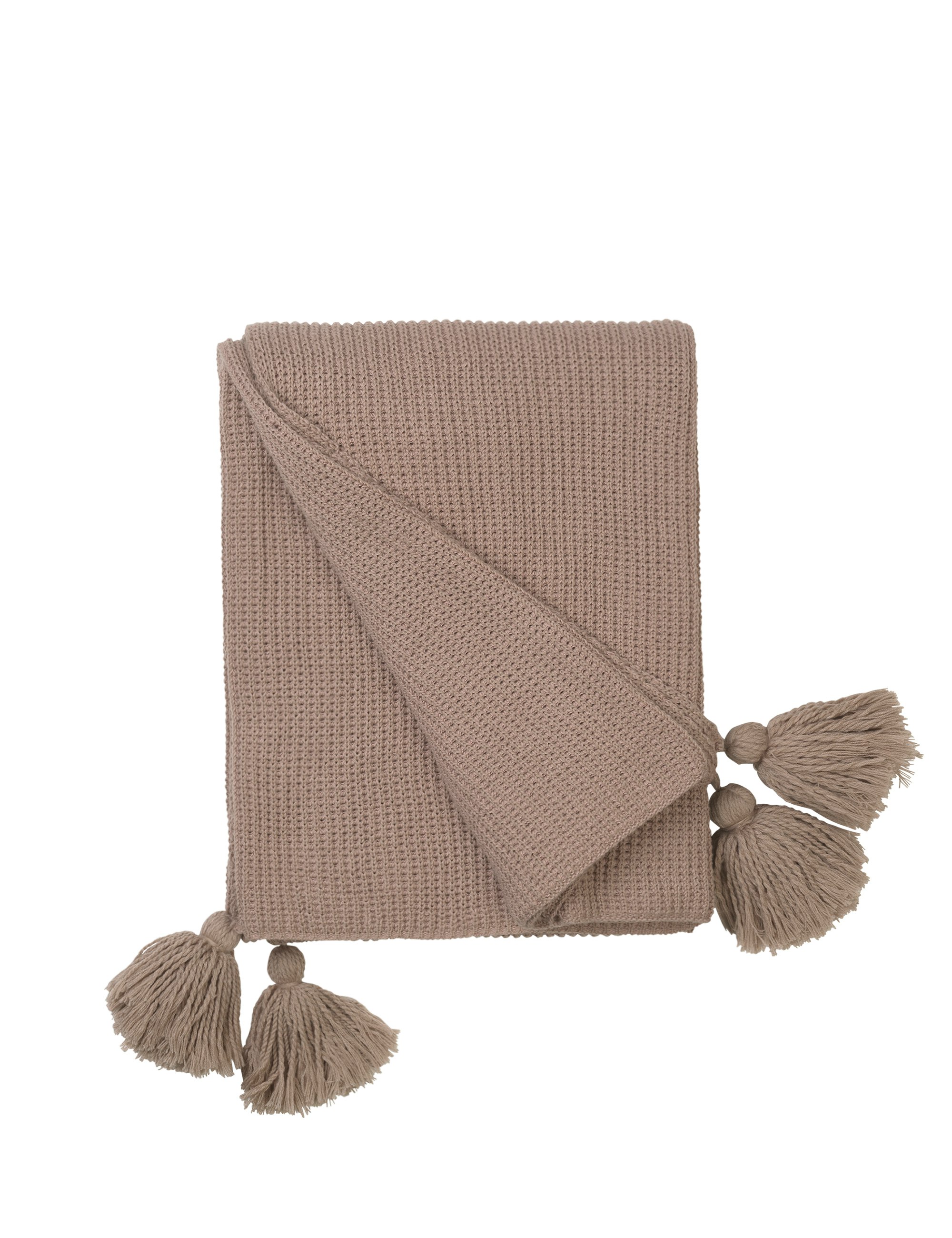 Knitted Throw with Tassels by Cozy Living