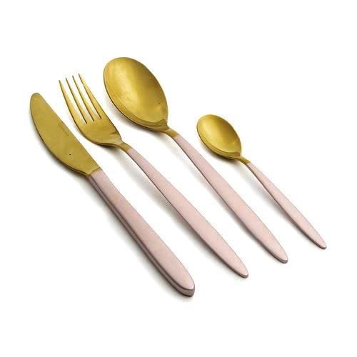 Matte Gold & Pink Cutlery Set 4 Piece by