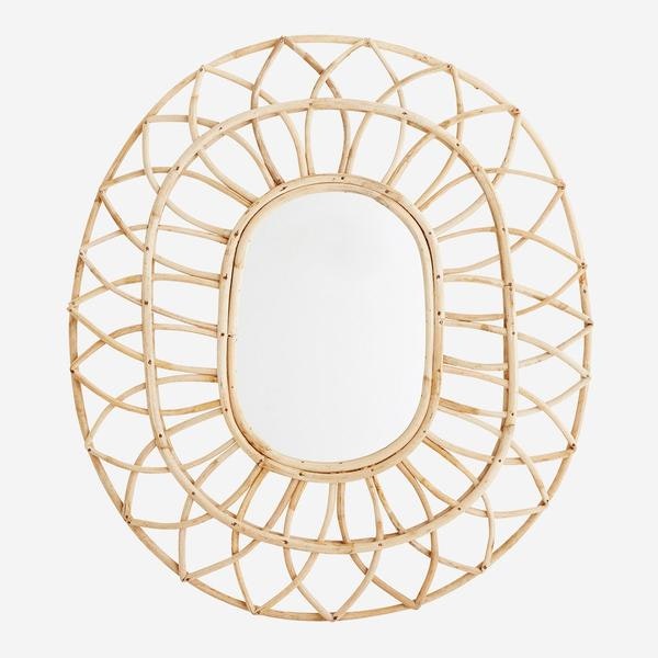Oval Mirror W Bamboo Frame by House Doctor