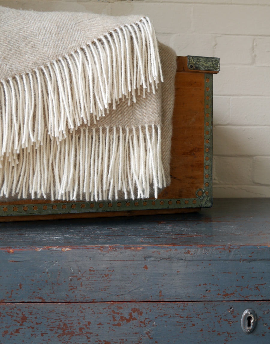 100% Shetland Wool Throw - Fawn by The Upholsterer