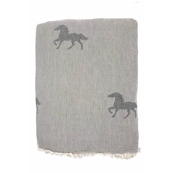 Grey Horse Throw with Fleece Lining by Ailera