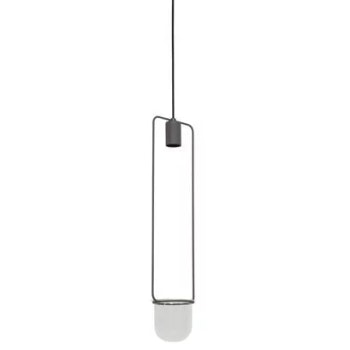 Large Dark Grey Clear Glass Hanging Lamp and Plant Holder by