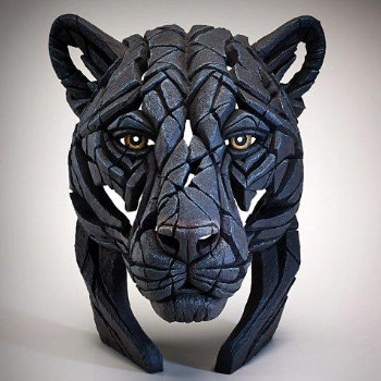 Black Panther Bust Edge Sculpture by