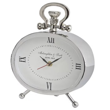 Silver Oval Mantel Clock by