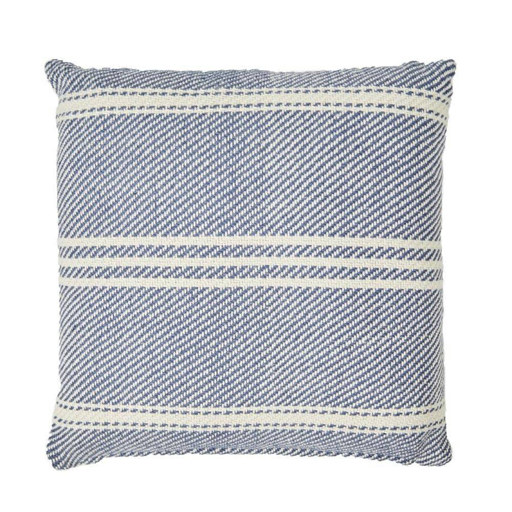 Navy Blue Lightweight Oxford Stripe Cushion by Weaver Green