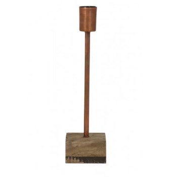 Large Weathered Wood and Copper Timor Table Lamp by