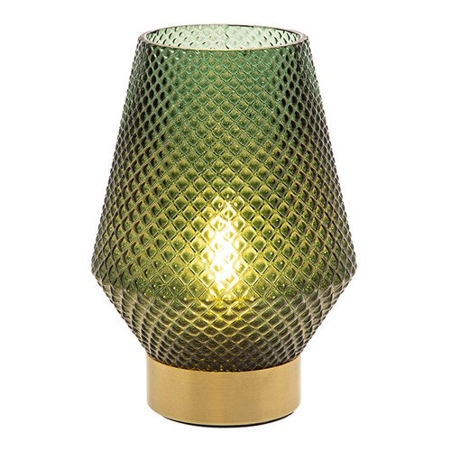 Dark Green Diamond Glass LED Lamp by White Mint