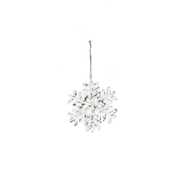 White Wooden Snowflake Small by Retreat Home
