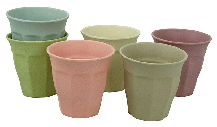 Set of 6 Large Bamboo and Corn Fibre Dawn Cups by Zuperzozial