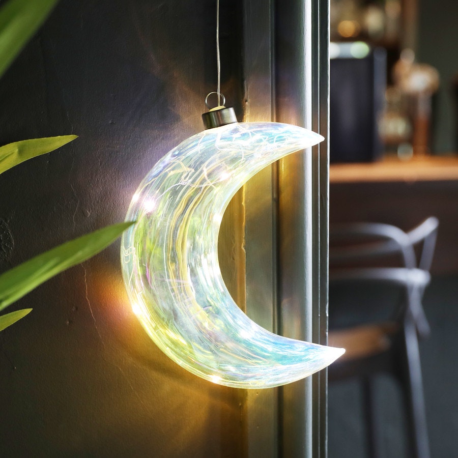 Hanging LED Iridescent Moon Light by Lisa Angel