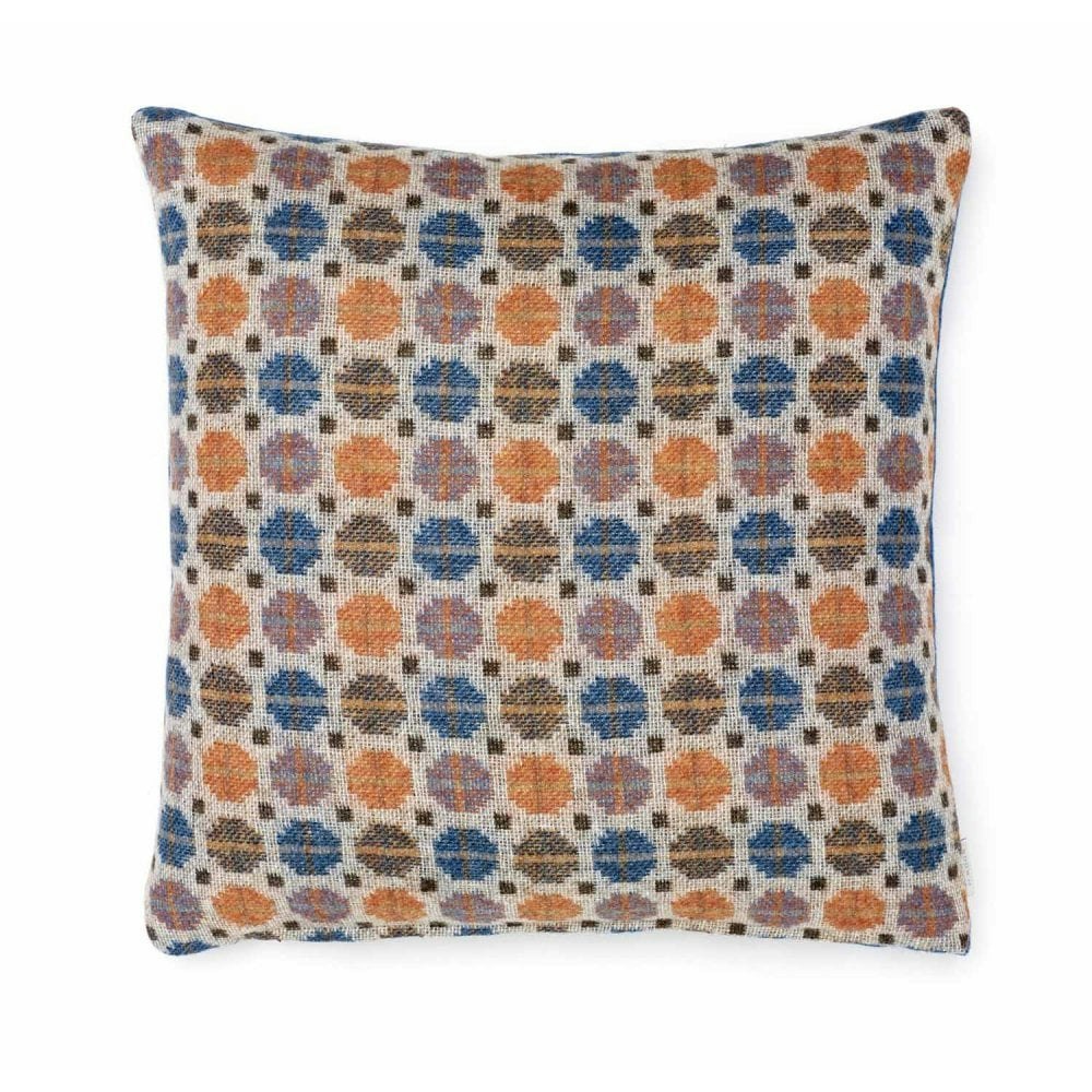 45cm x 45cm Orange and Turquoise Milan Double Sided Pure New Wool Cushion by Bronte by Moon