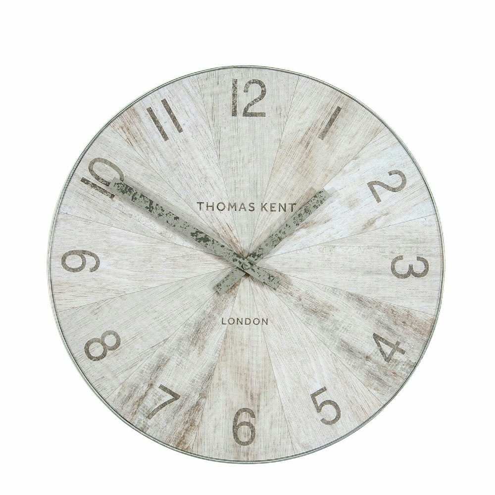 38cm Pickled Oak Wharf Wall Clock by Thomas Kent