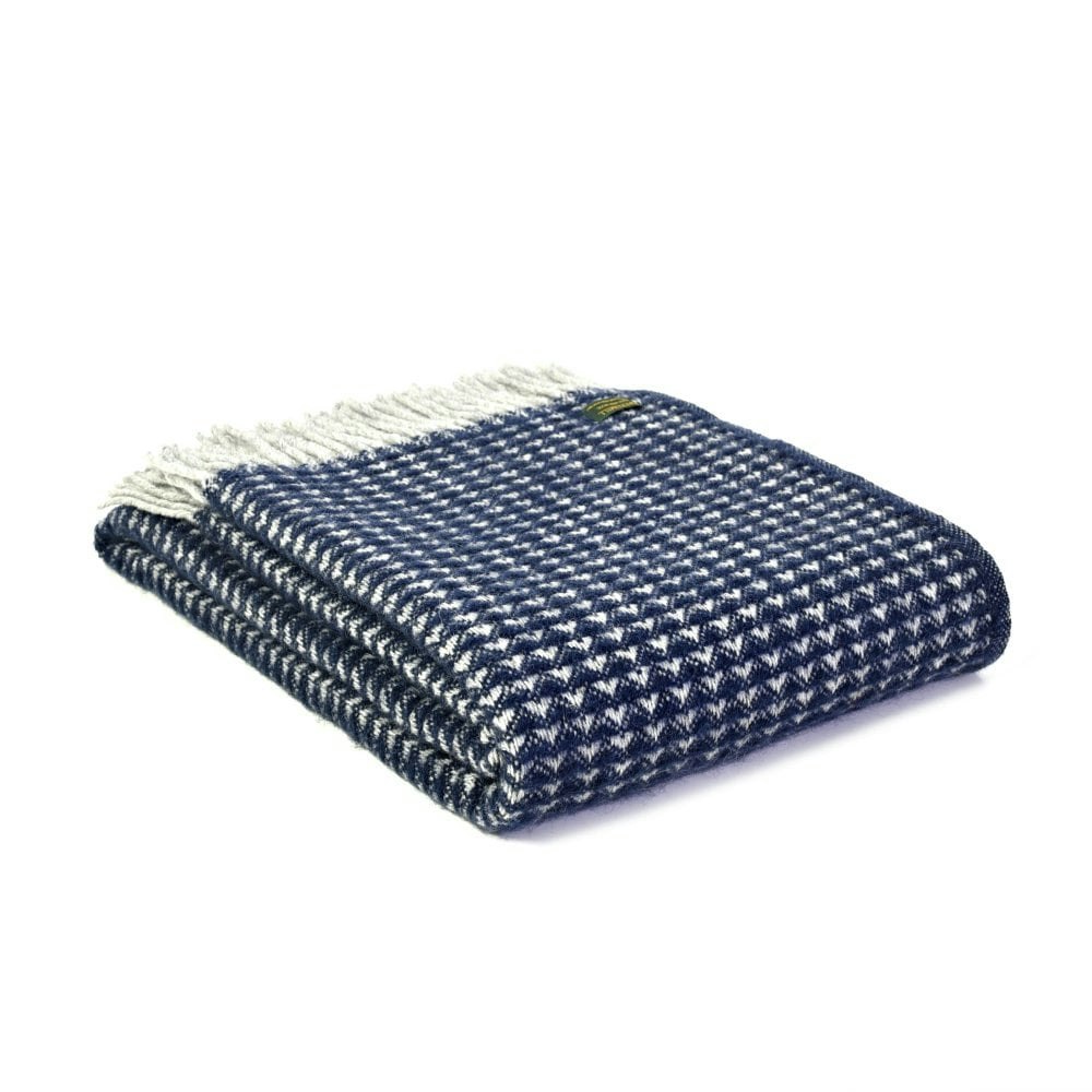 Navy Blue Treetop Design Pure New Wool Throw by Tweedmill