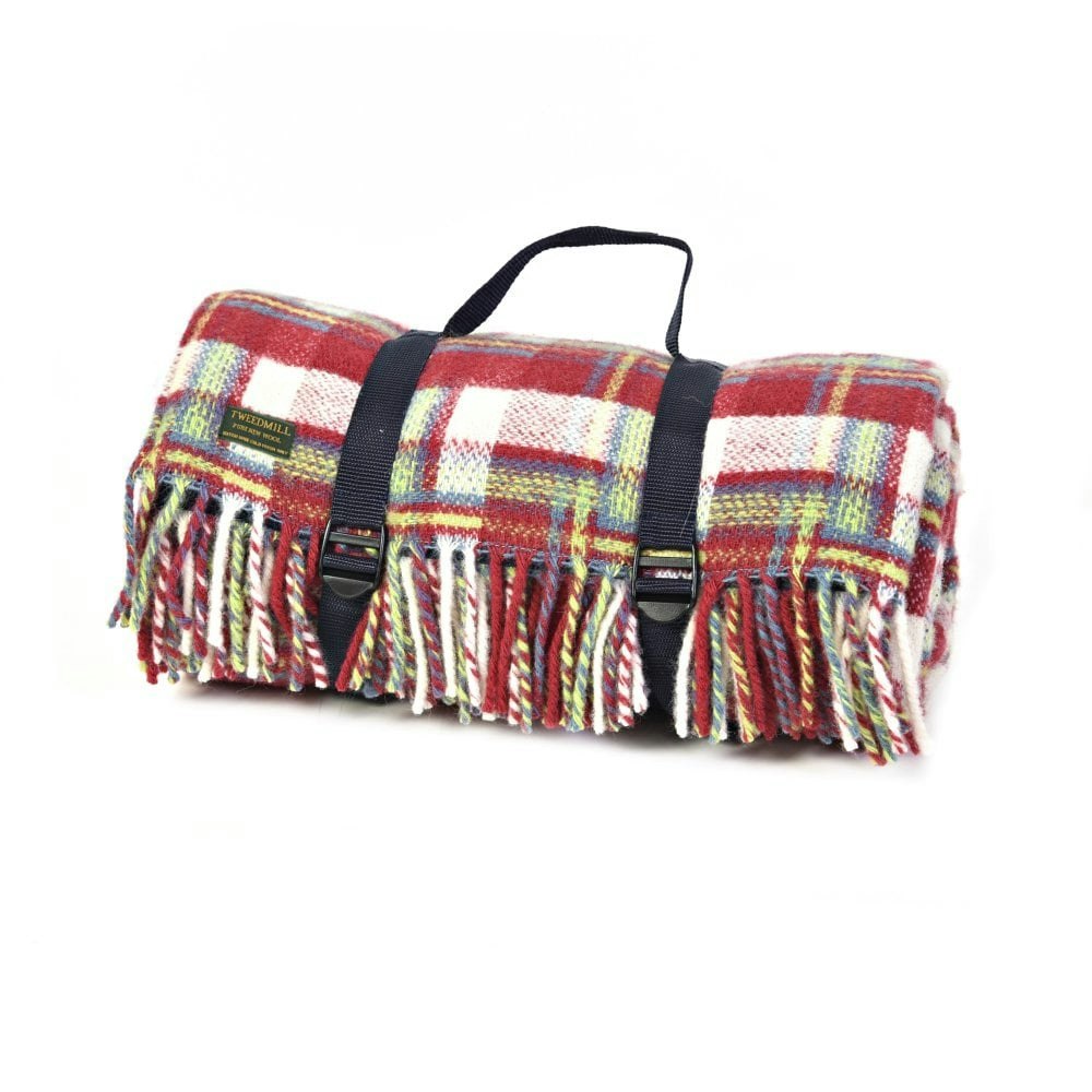 Amelia Check Polo Picnic Rug with Waterproof Backing by Tweedmill Textiles