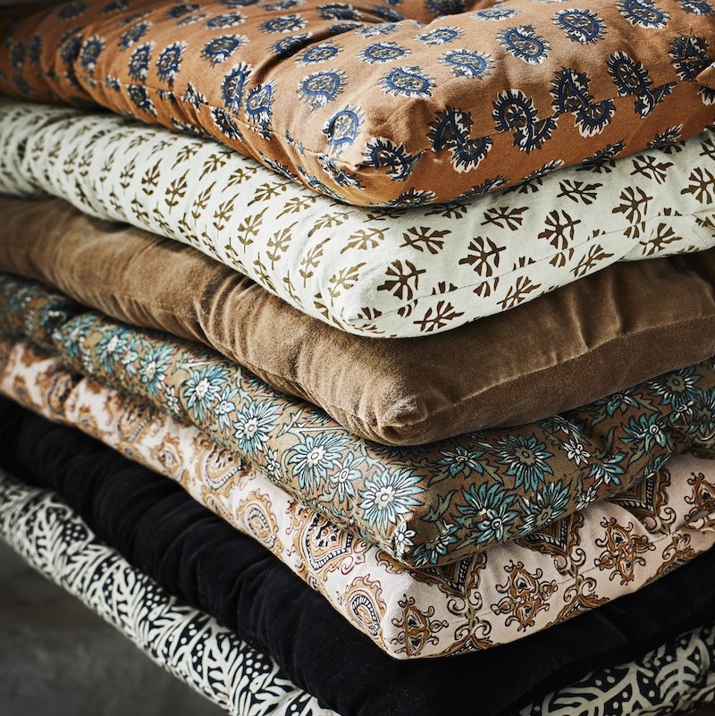 Printed Cotton Mattress In Nude Curry Gold by Madam Stoltz
