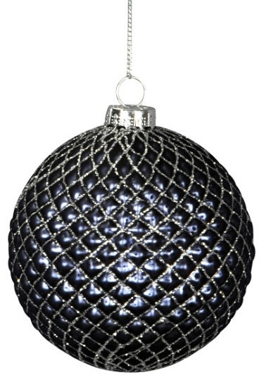Blue Ridged Glass Bauble by