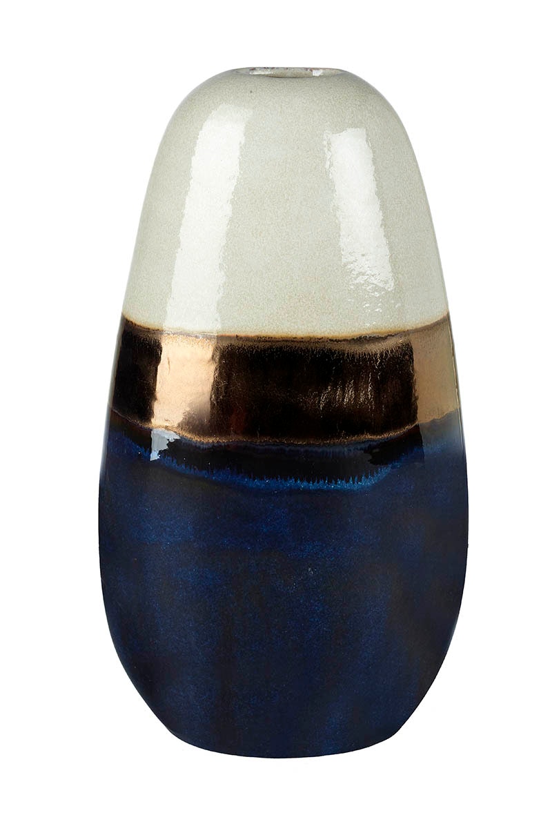 Large Ceramic Blue Bronze Pebble Vase by Parlane