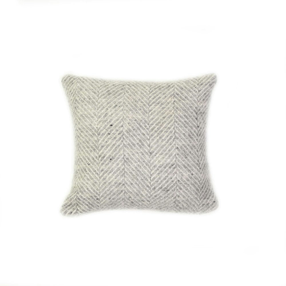 Silver Grey Pure New Wool Fishbone Cushion 50 x 50cm by Tweedmill Textiles