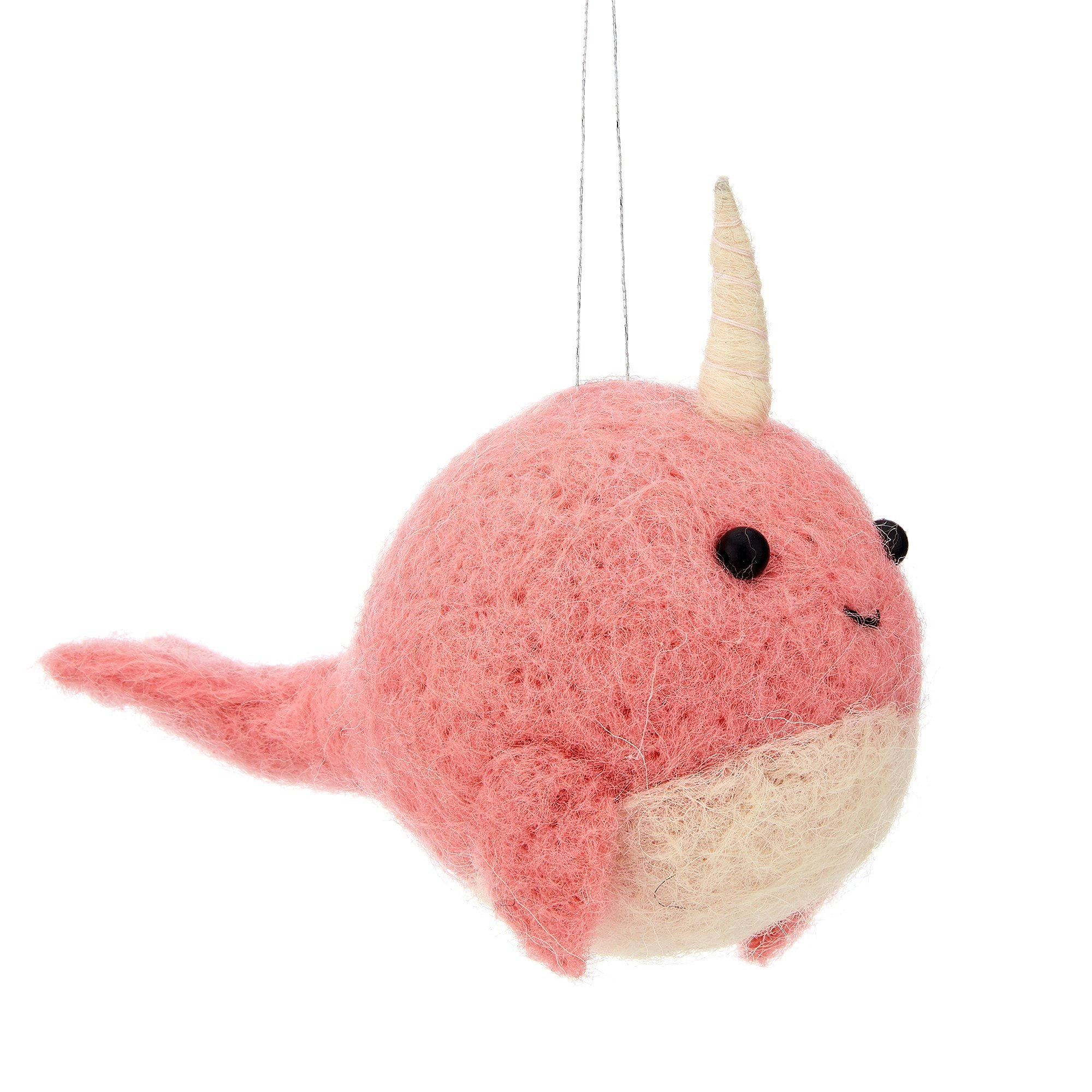 Felt Pink Narwhal Hanging Decoration by Sass & Belle