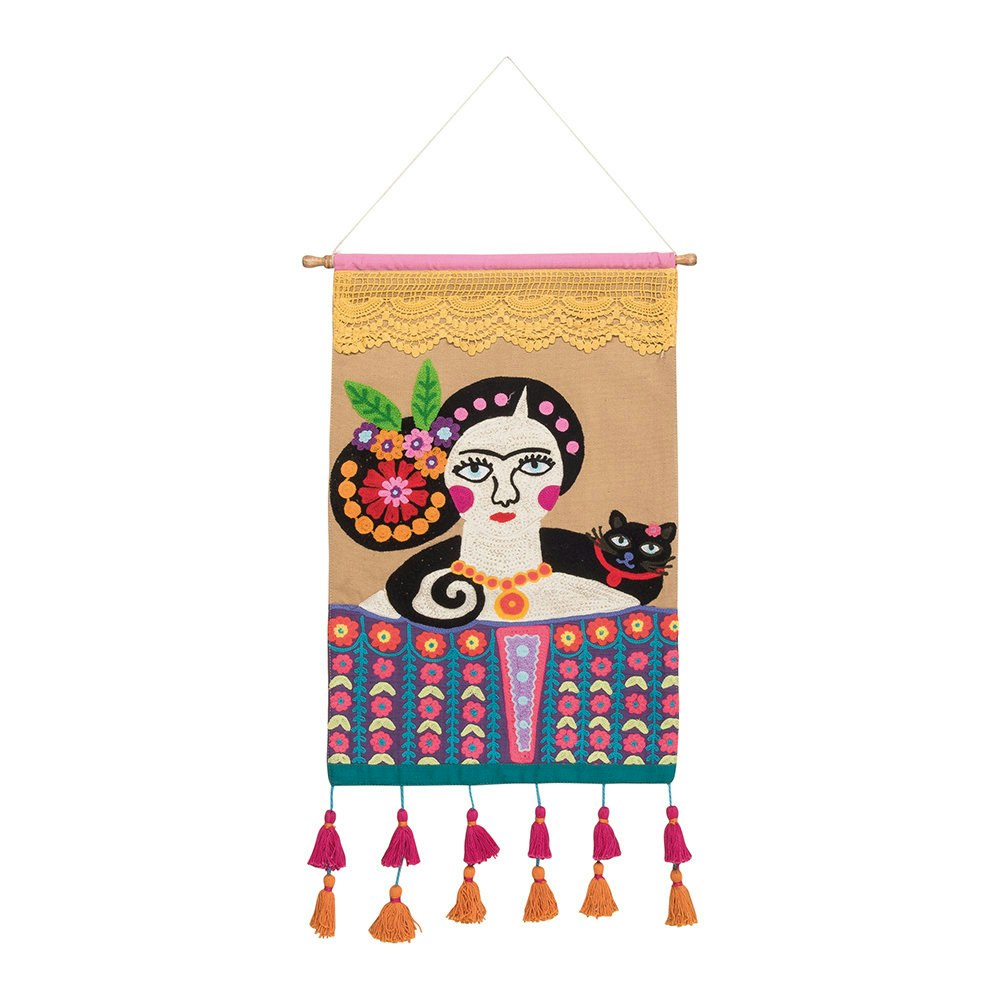 Frida Kahlo Embroidered Wall Hanging Decor by Ian Snow