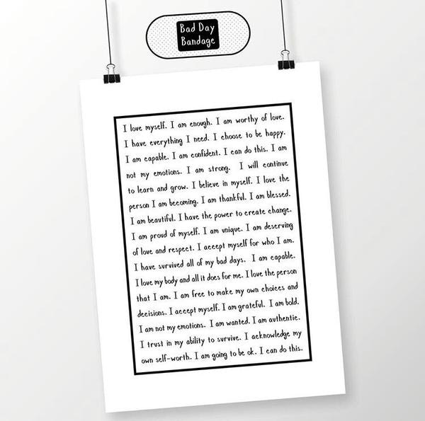 I Love Myself A 5 Print by Bad Day Bandage