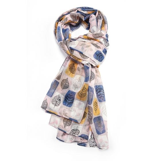 Grey Scandi Leaves Scarf by Hyde And Seek