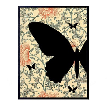 20 × 25cm Black Butterfly Poster by Vanilla Fly