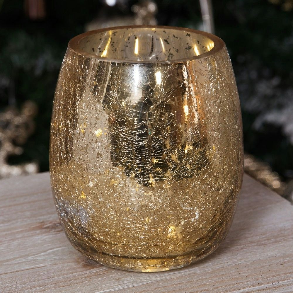 Gold Glass Vase with LED Lights by White Mint