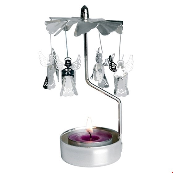 Rotating Silver Angel Tealight Holder by Rex London