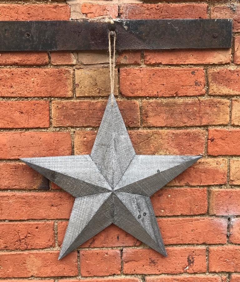 Medium Grey Washed Wooden Barn Star by White Mint