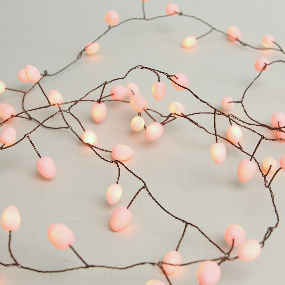 Opaque Peach Teardrop LED Light Chain by