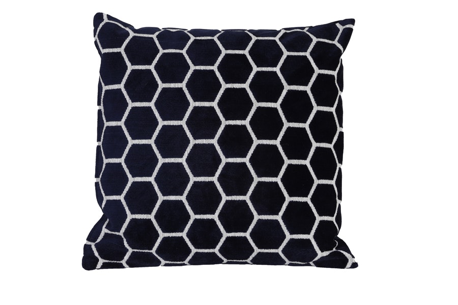 45 x 45cm Blue Honeycomb Cushion by Light & Living