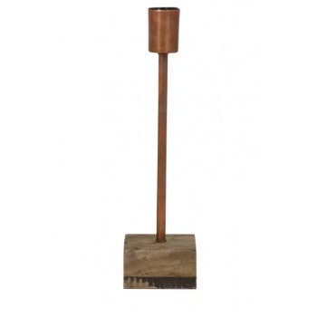 Small Weathered Wood and Copper Timor Table Lamp by