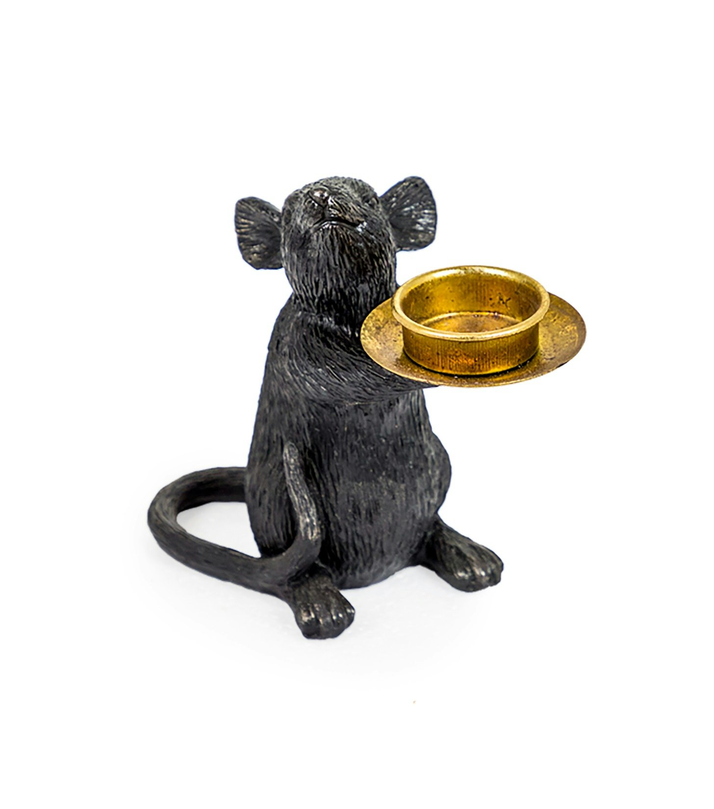Black Mouse Candle Holder - Left by White Mint