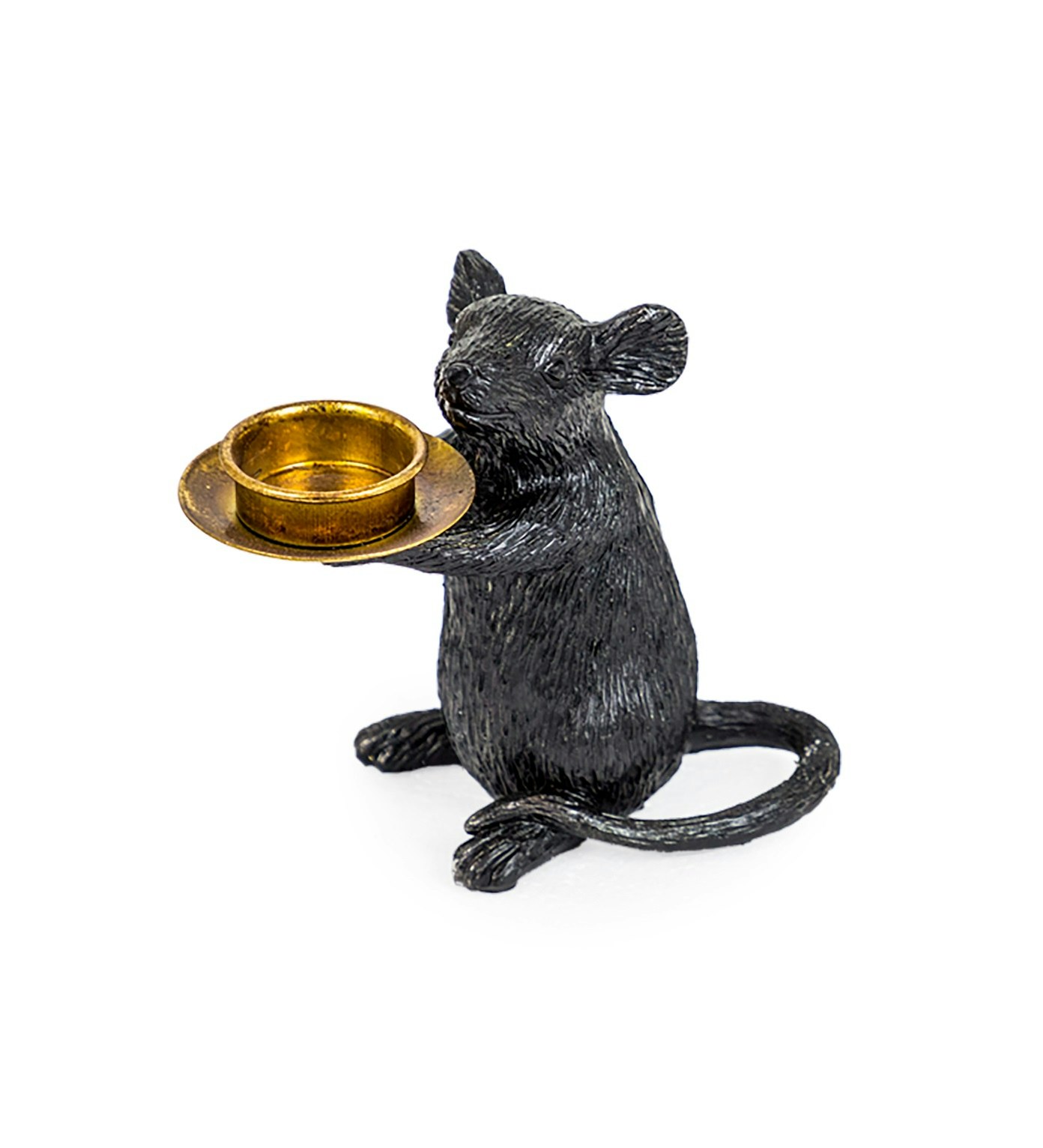 Black Mouse Candle Holder - Right by White Mint