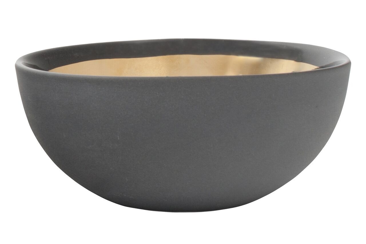Extra Large Charcoal Gold Dauville Porcelain Bowl by Canvas Home