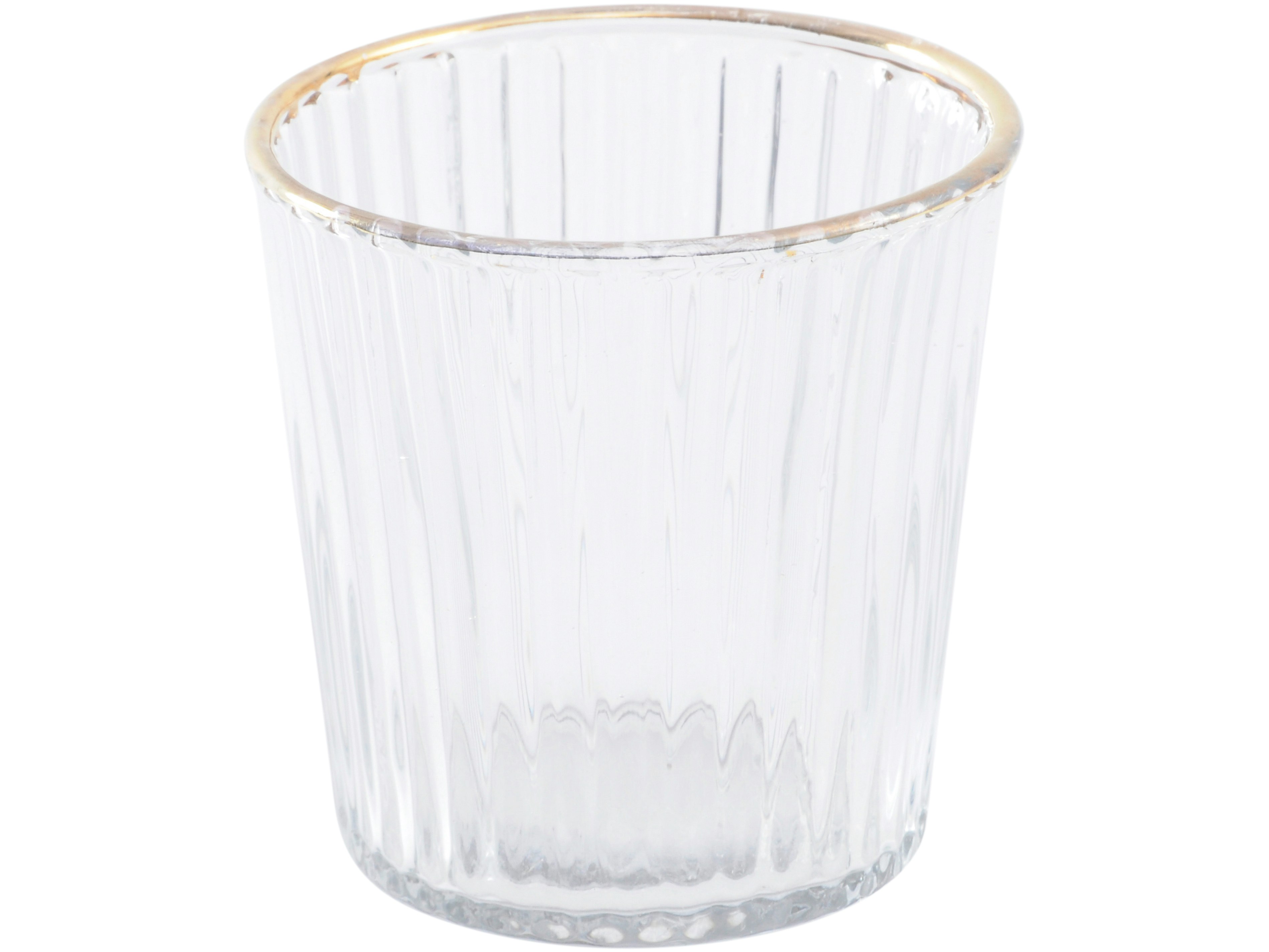 Linear Gold Rim Glass Tealight Holder by Libra Company Ltd