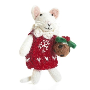 Little Girl Mouse Hanging Tree Decoration by Amica Felt