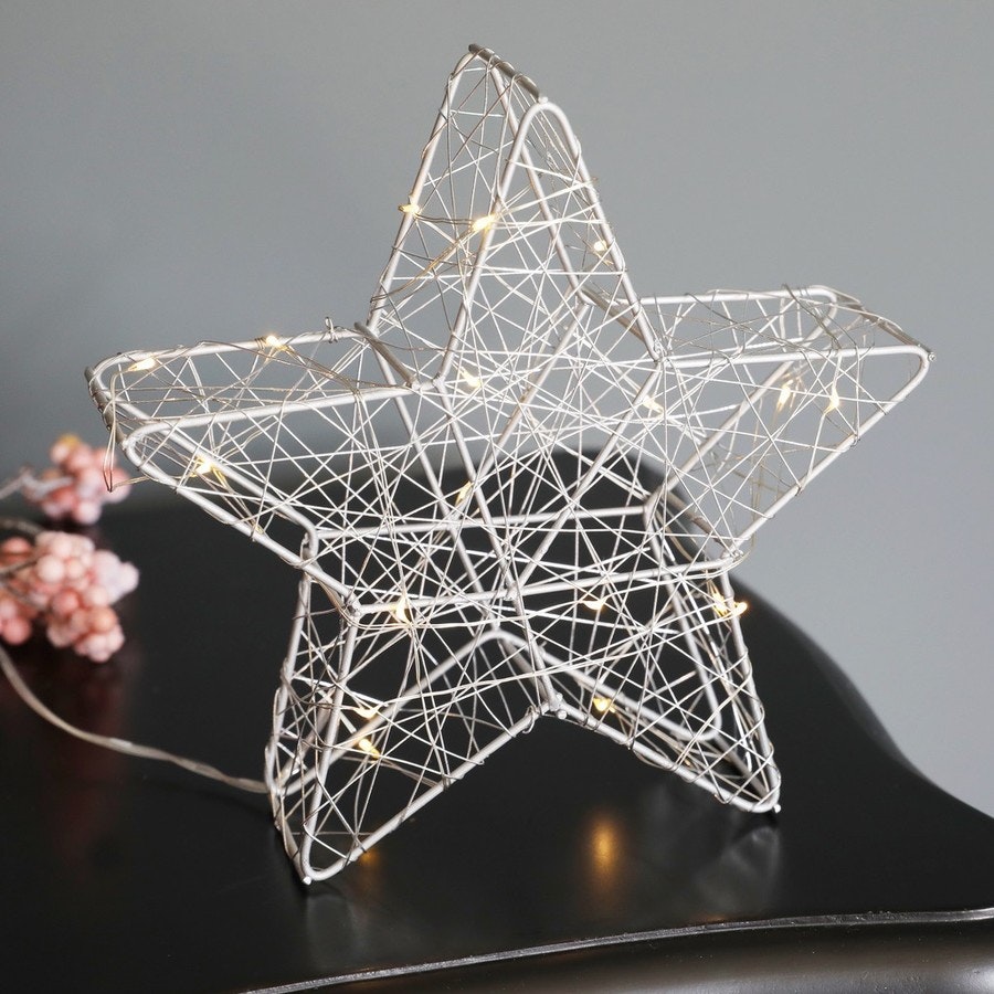 Large Silver Wire Star LED Light Decoration by Lisa Angel