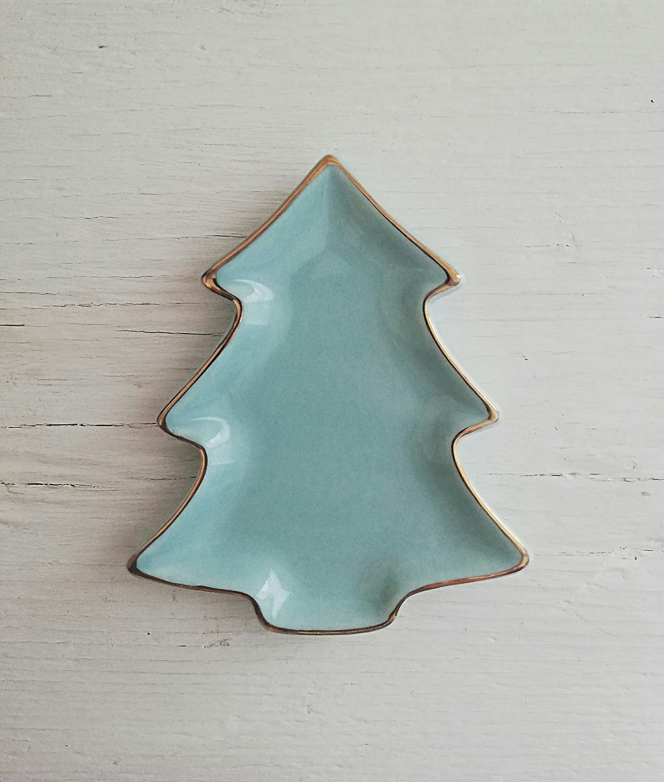 Mint Green Christmas Tree Trinket Dish by Lisa Angel