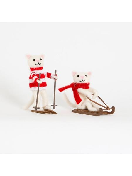 Skiing Sledging Cat Decoration by Sass & Belle