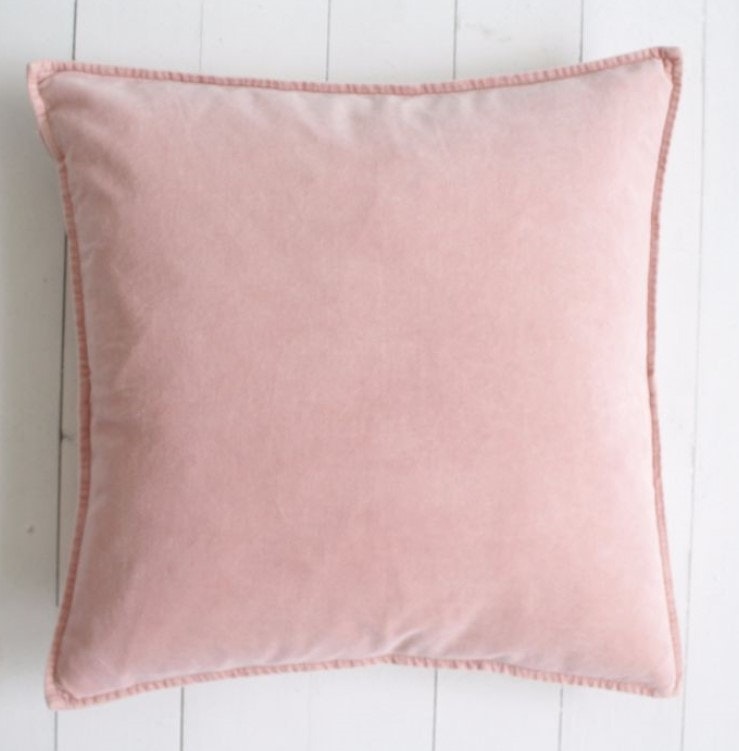 Blush Pink Stone Washed Velvet Cushion by Biggie Best